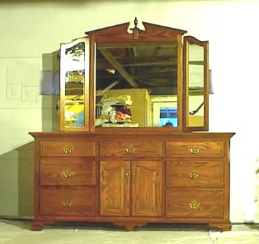 Custom Amish Made Dresser with Mirror and Drawer and Door Combination Base