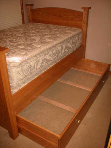 Custom Amish Made Single Bed with Pull out Sleeper