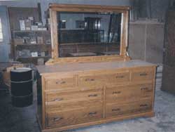 Amish Custom Made Oak Dresser with Sleigh Mirror