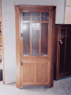 Amish Custom Made Two Door Curio with Antique Glass Top