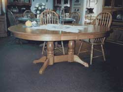 Amish Custom Made Oak Oval Table with Double Pedestal 4 Feet