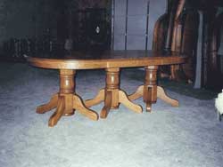 Amish Custom Made Oak Triple Pedestal with 10 Leaves