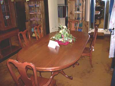 Standard Oval Cherry Solid Top Table with Double Queen Anne Pedestal