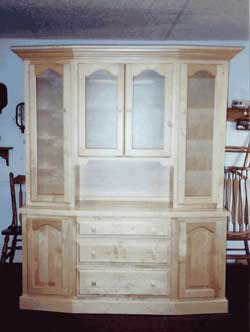 Amish Custom Made Natural Maple Beveled Front Hutch