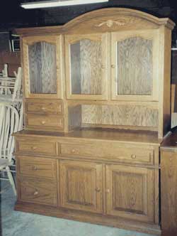 Amish Custom Made Oak Hoosier Hutch with 2 Upper Drawers