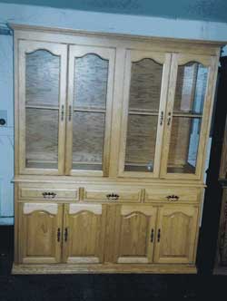 Amish Custom Made Oak 4 Door Closed Hutch with Cathedral Doors