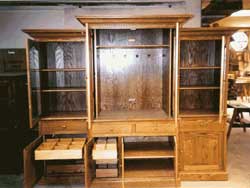 Amish Custom Made Oak Three Piece Entertainment Center with Lower CD and DVD Storage
