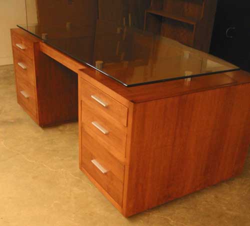 Locally Amish Custom MAde Glass Top Desk