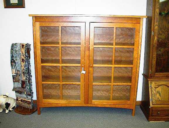 Locally Amish Custom Crafted Cherry Bookcase with Glass Doors