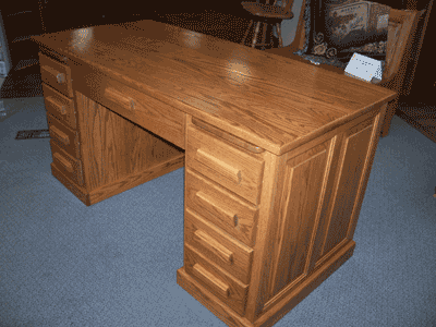 Amish Made Oak Flat Top Desk Side View