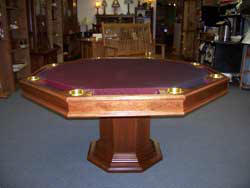 Locally Amish Custom Made Poker Table with the Dining Top Taken Off and Mission Platform Pedestal