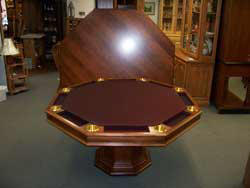 Locally Amish Custom Made Poker Table with Top set Behind It