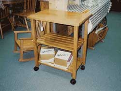 Amish Custom Made Oak Microwave Cart with Casters
