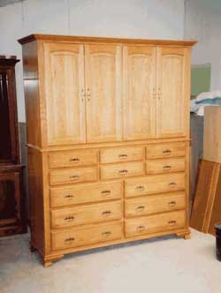 Amish Custom Made Oak 4 Drawer Multiple Storage Armoire
