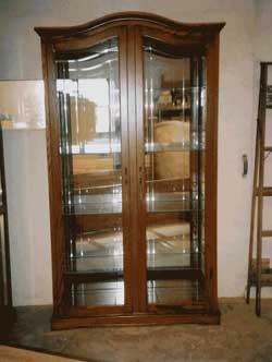 Amish Custom Made Cherry Two Door Curio with Cathedral Top