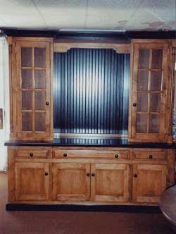 Amish Custom Made Two Tone Cherry Virginia Cupboard with Bead Board Backing
