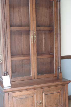 Locally Amish Custom Made Gun Cabinet Safe Close up of Top with Color Correcting Block