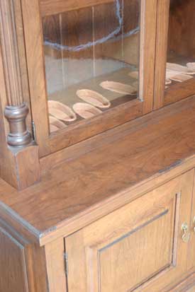 Locally Amish Custom Made Gun Cabinet Safe Close up of Corner with Storage View