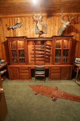 Locally Amish Custom Made Gun Cabinet Wall Unit Full View