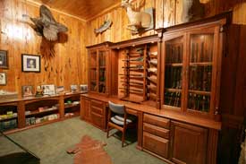 Locally Amish Custom Made Gun Cabinet Wall Unit Side View with Side Bookcases
