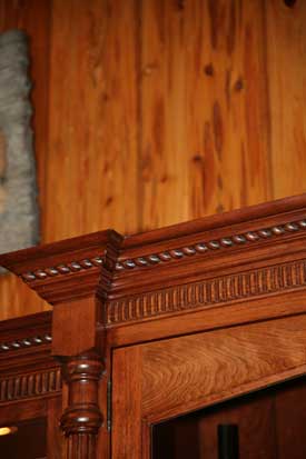 Locally Amish Custom Made Gun Cabinet Wall Unit Close Up of Crown Molding