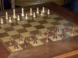 Birch Maple and Walnut Checker and Chess Table